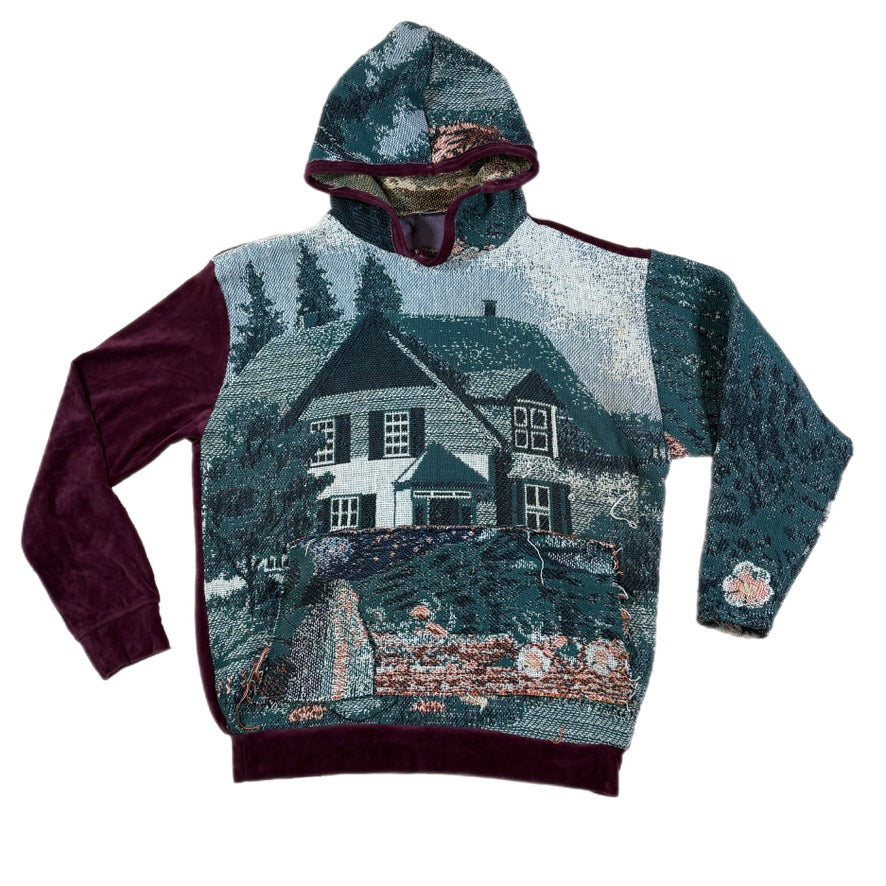Red Scrap Woven Hoodie
