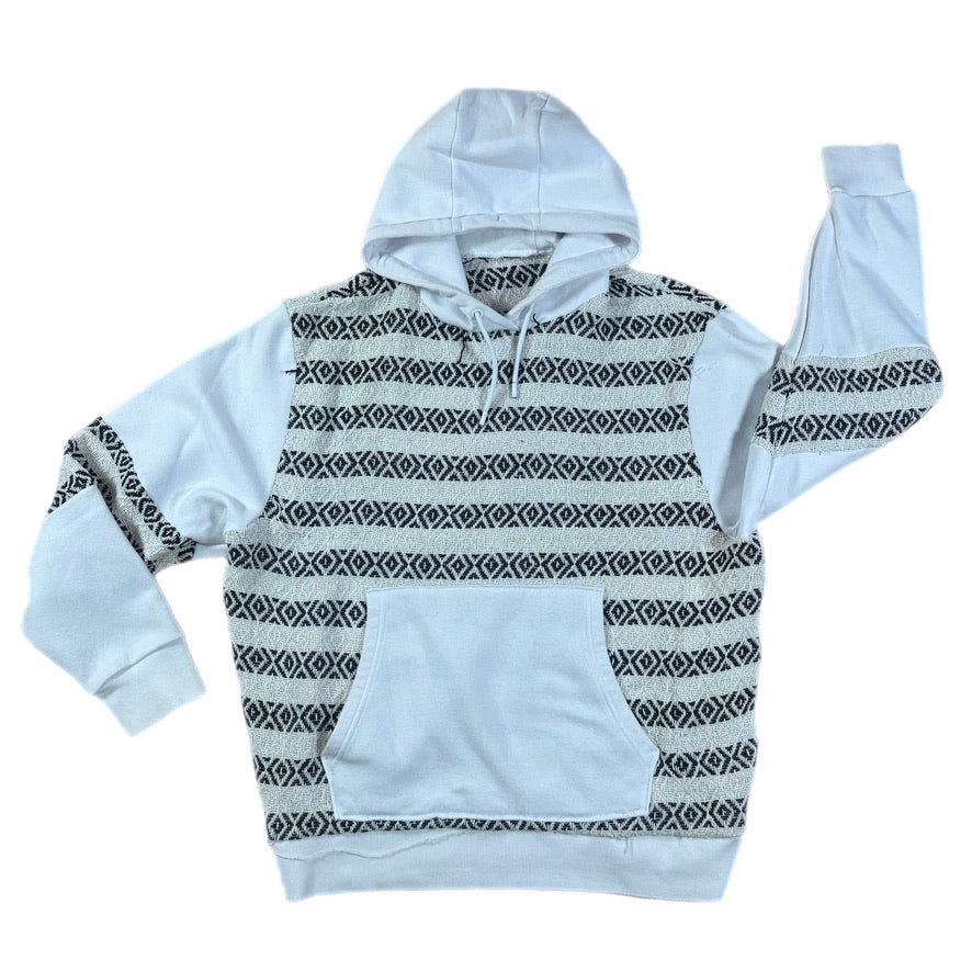 White & Black Woven Hoodie