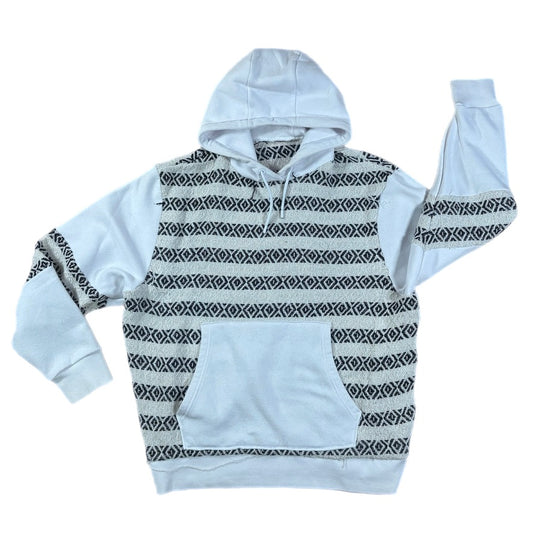 White & Black Woven Hoodie