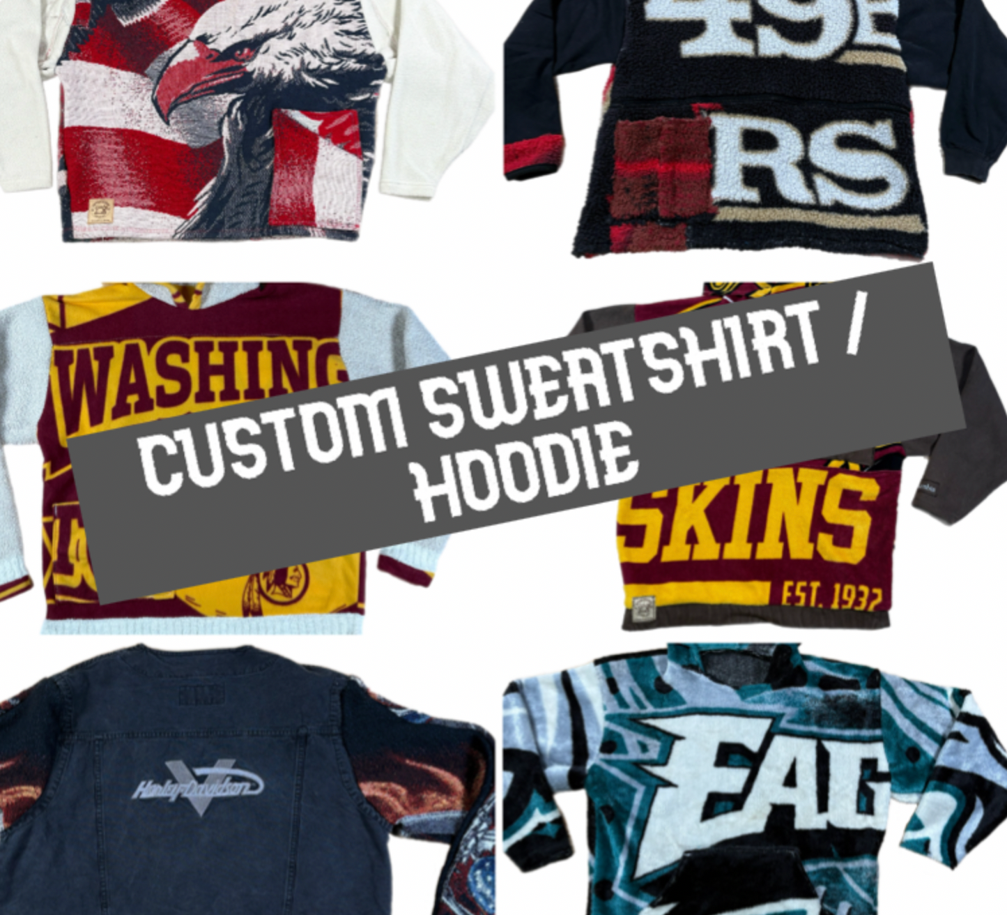 CUSTOM Upcycled Sweatshirt or Hoodie